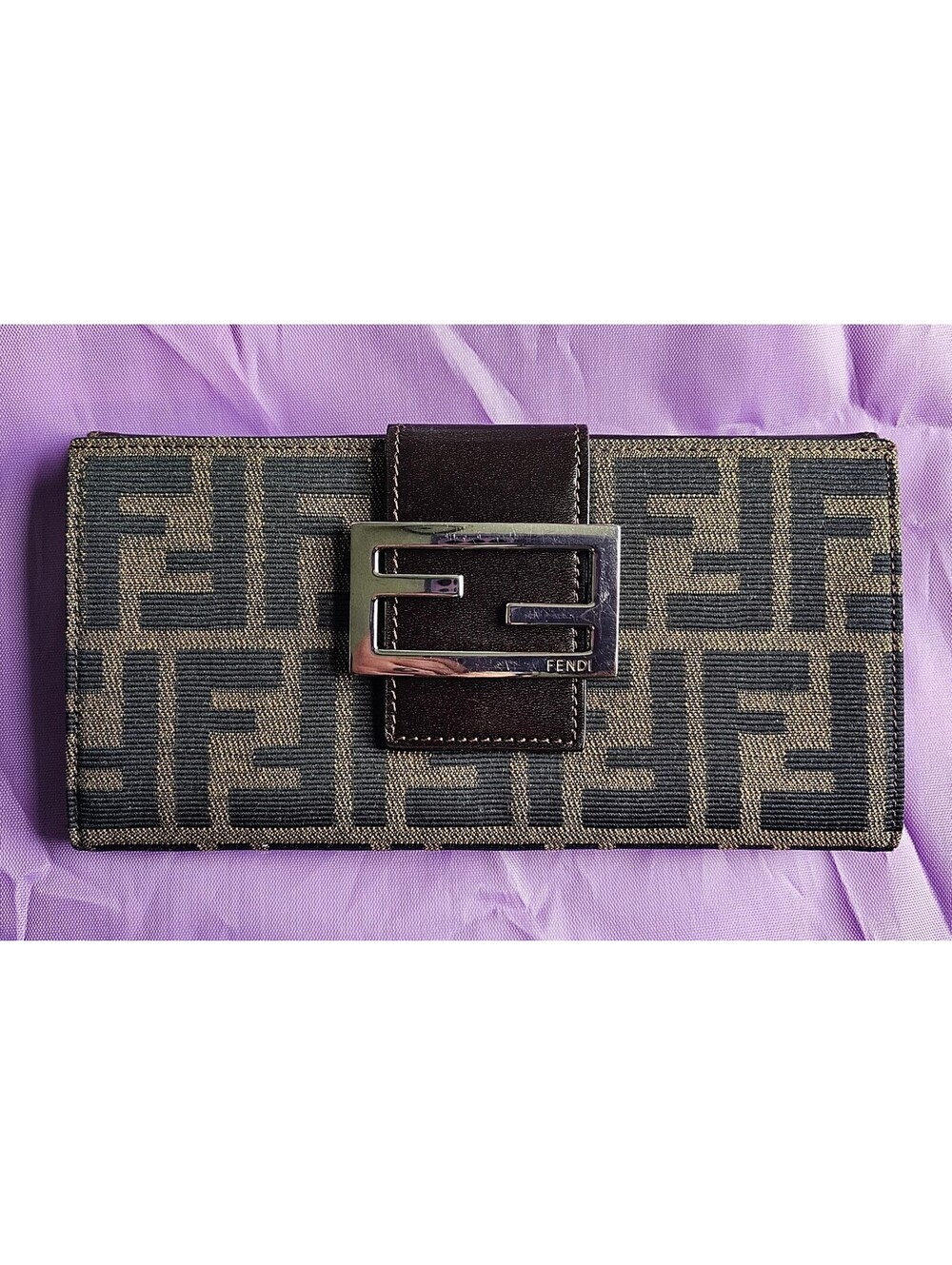 Fendi Vintage Zucca Continental Buckle Wallet - EUC